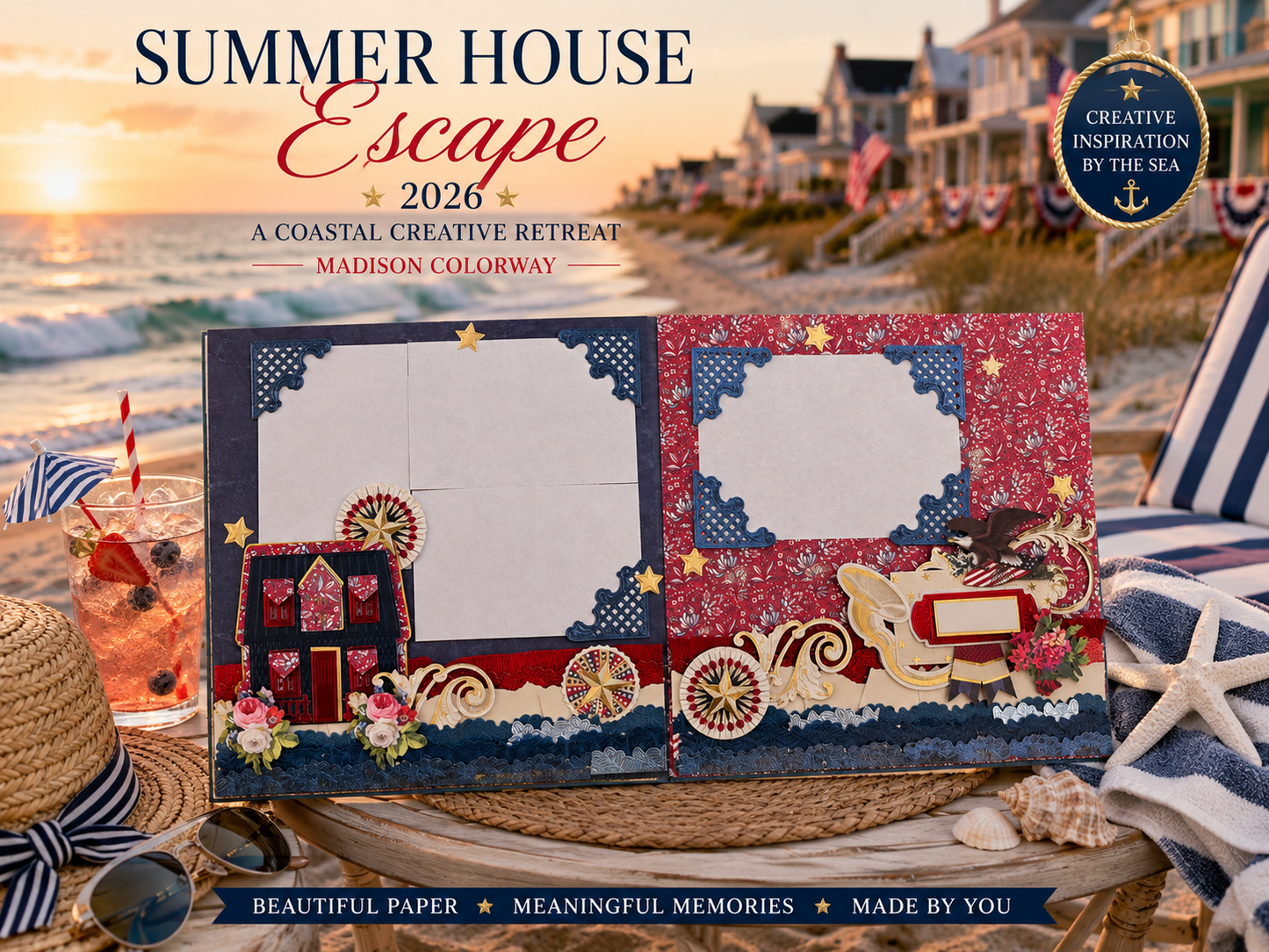 Summer House Escape Scrapbook & Card Workshop Featuring the TWO Anna Griffin® Summer House & Madison Collections