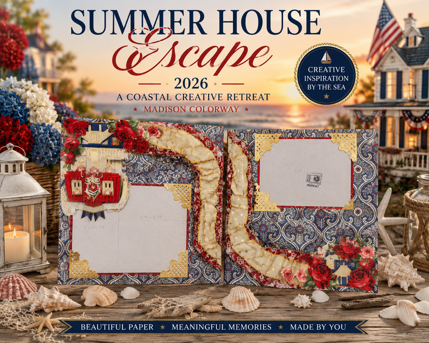Summer House Escape Scrapbook & Card Workshop Featuring the TWO Anna Griffin® Summer House & Madison Collections