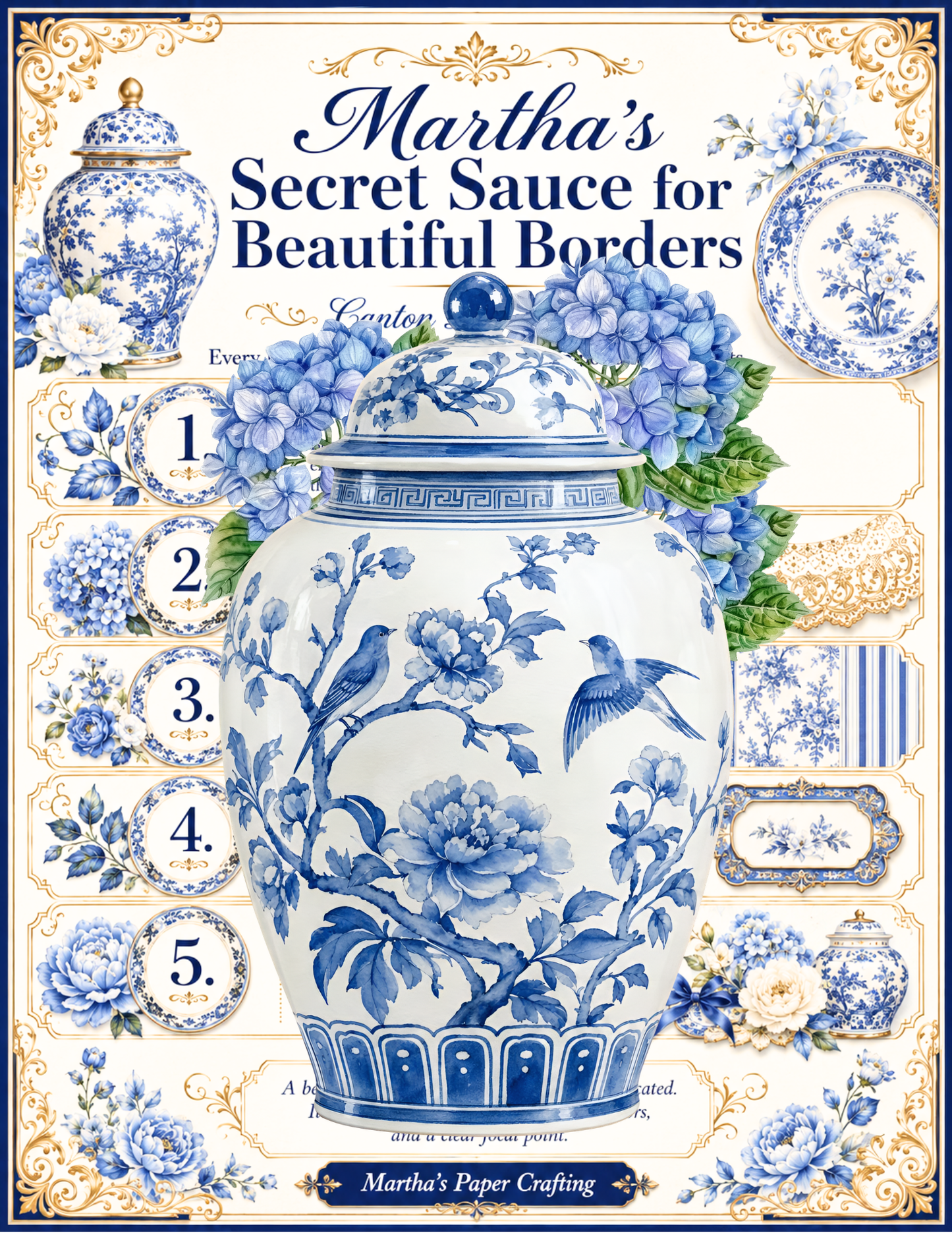 Canton Bleu Encore: Kintsugi, Trellis & Beautiful Borders — 47-Page Creative Companion Workbook